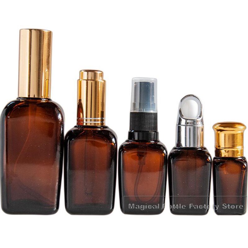10pcs/pack Portable Amber Glass Essential Oil Spray..